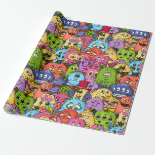 Happy Monsters Pattern Wrapping Paper