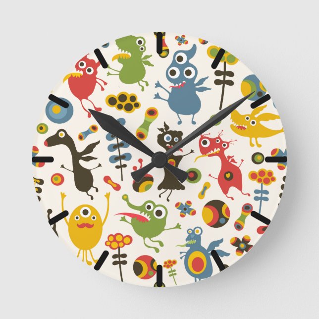Happy Monsters Round Clock (Front)