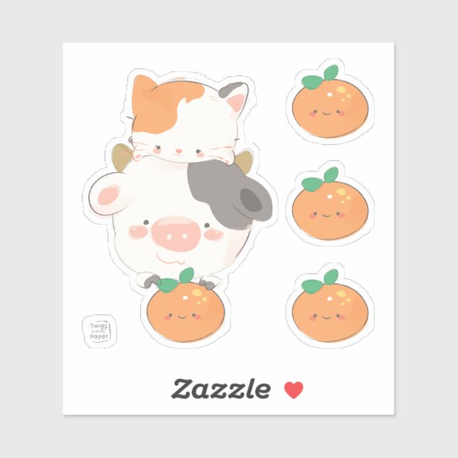 Happy Moo Year! Cute Kitty Cat Cow Ox (Sheet)