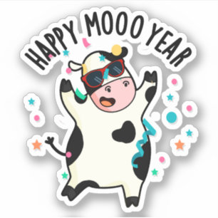 Happy Moo Year Funny Cow Pun 