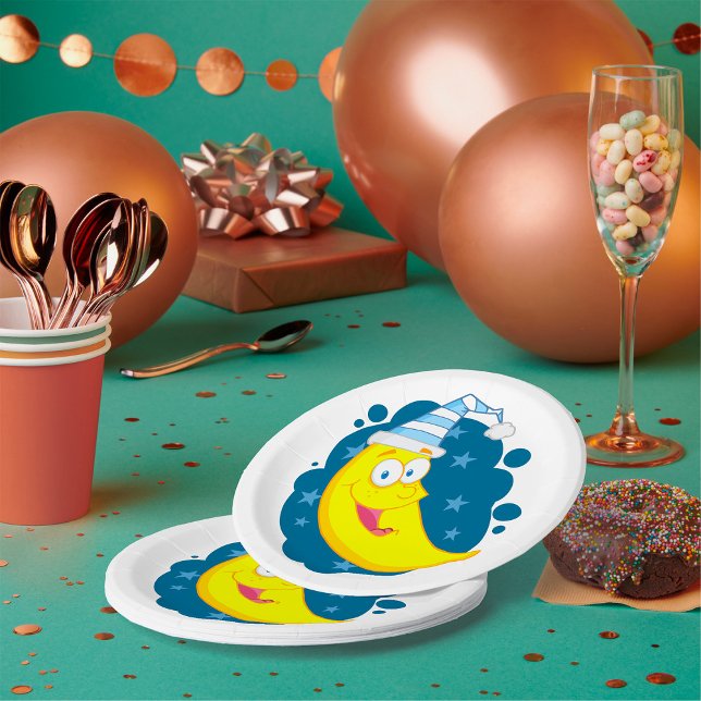 Happy Moon Face Paper Plate (Creator Uploaded)