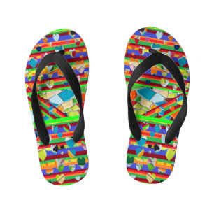 Happy Mosaic Hearts Kid's Flip Flops