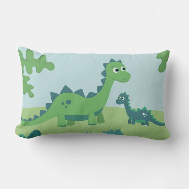 Happy mother and child dinosaur animals lumbar cushion (Front)