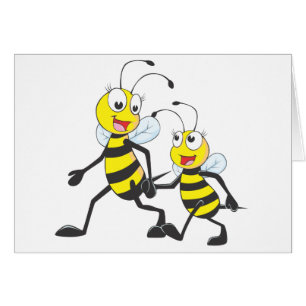 Happy Mother and Daughter Bee Walking Together