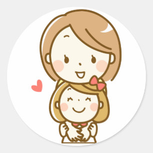 Happy Mother and Daughter Hugging, parent, love Classic Round Sticker
