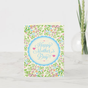 Happy Mother Day Text & Colourful Floral Design 2 Card