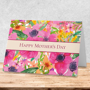 Happy Mother’s Day Bright Pink Floral Garden Card