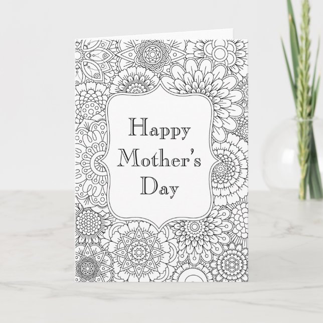 Happy Mother’s Day Card (Adult Coloring) (Front)