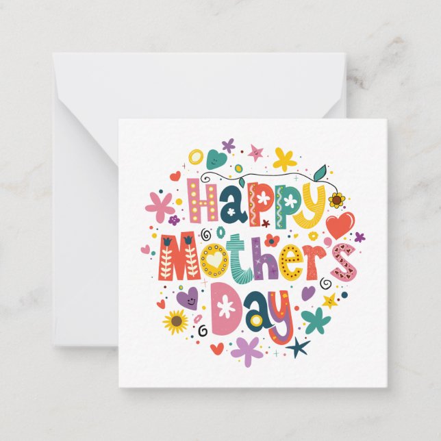 Happy Mother’s Day Cool Floral Colourful Typograph Card (Front)