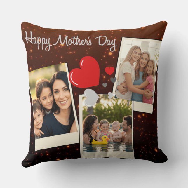 Happy Mother’s Day Custom Photo Collage Cushion (Back)