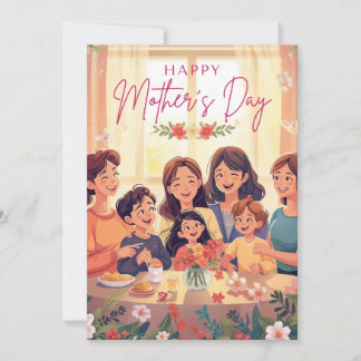 Happy Mother’s Day Floral Card – Cute Mum & Child
