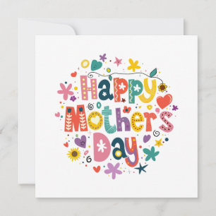 Happy Mother’s Day Floral Cool Lettering Design Holiday Card