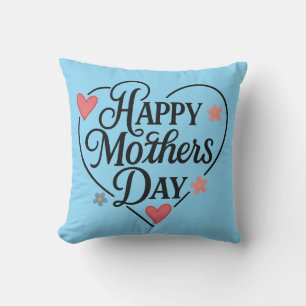Happy Mother’s Day Floral Heart Throw Pillow
