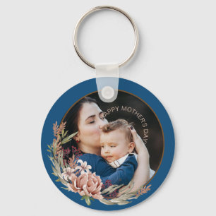 Happy Mother’s Day Floral Photo Card for Daughter Key Ring