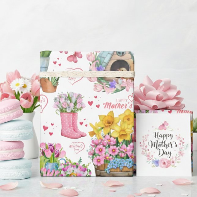 Happy Mother’s Day Floral Spring Pattern Wrapping Paper (Creator Uploaded)