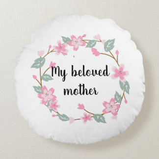 Happy Mother’s Day – Floral Wreath Greeting Design Round Cushion