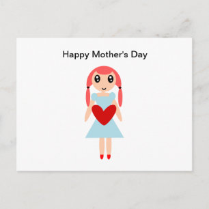 Happy Mother’s day Girl with Heart Postcard