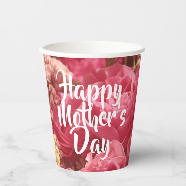 Happy Mother’s Day Heart Roses Paper Cups (Front)