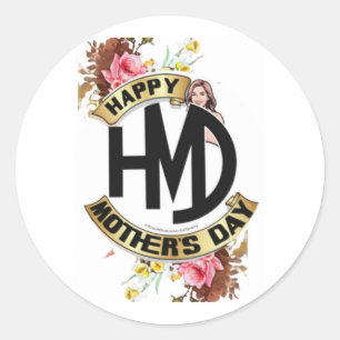 Happy Mother’s Day HMD Collection Floral Typo Classic Round Sticker
