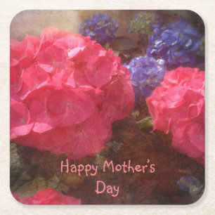 Happy Mother’s Day Hydrangeas Square Paper Coaster