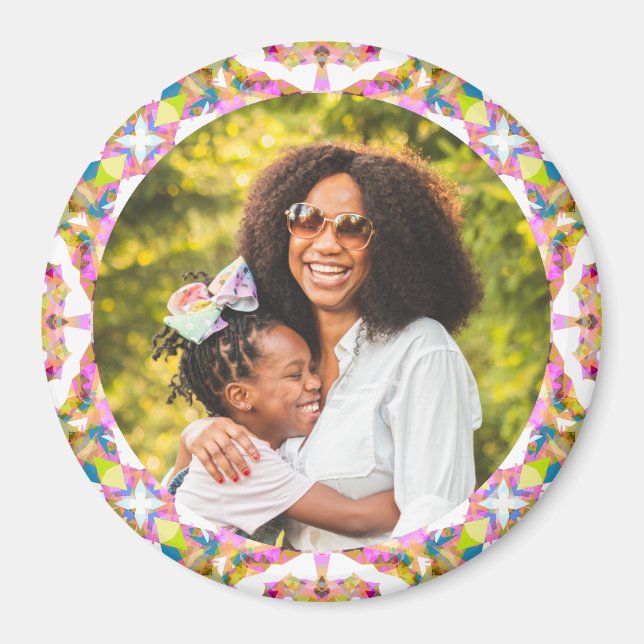 Happy Mother’s Day Mom Mommy Pink Green Gift Photo Magnet (Front)