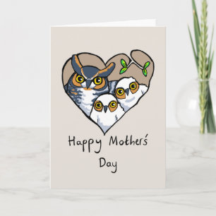 Happy Mother’s Day Owl Nest Heart Card