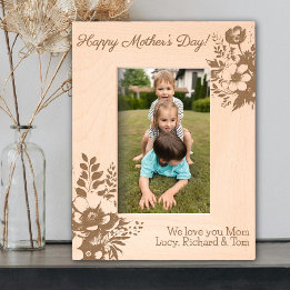 Happy Mother’s Day Personalised Boho Floral  Etched Frames