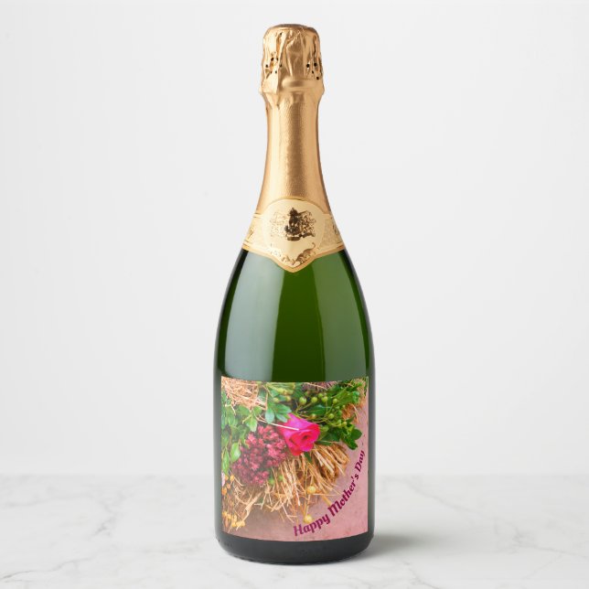 Happy Mother´s Day,Personalised Sparkling Wine Label (Front)