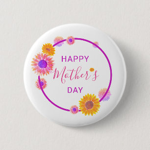 Happy Mother’s Day Pink Floral Circle 6 Cm Round Badge