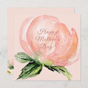 Happy Mother’s Day Pink Floral Watercolor Script Holiday Card