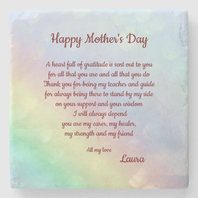 Happy Mother’s Day poem personalised Stone Coaster (Front)