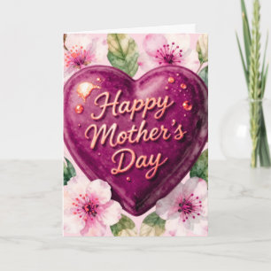 Happy Mother’s Day Purple Heart Bloom Card