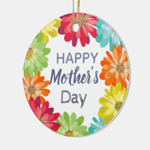 Happy Mother’s Day spring colourful flowers Ceramic Tree Decoration