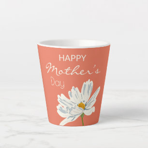 Happy Mother’s Day White Artistic Flower Latte Mug