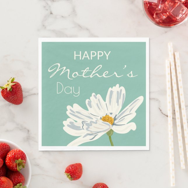 Happy Mother’s Day White  Artistic Flower  Napkin (Insitu)