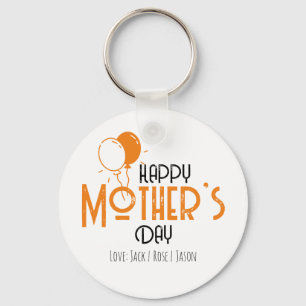 Happy Mother’s Day with Orange Balloons Key Ring