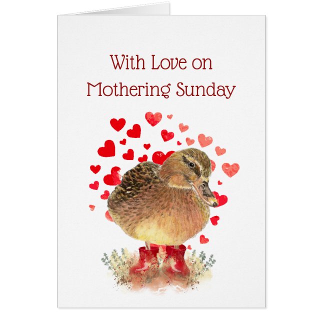 Happy Mothering Sunday Blank Cute Duck Red Boots (Front)