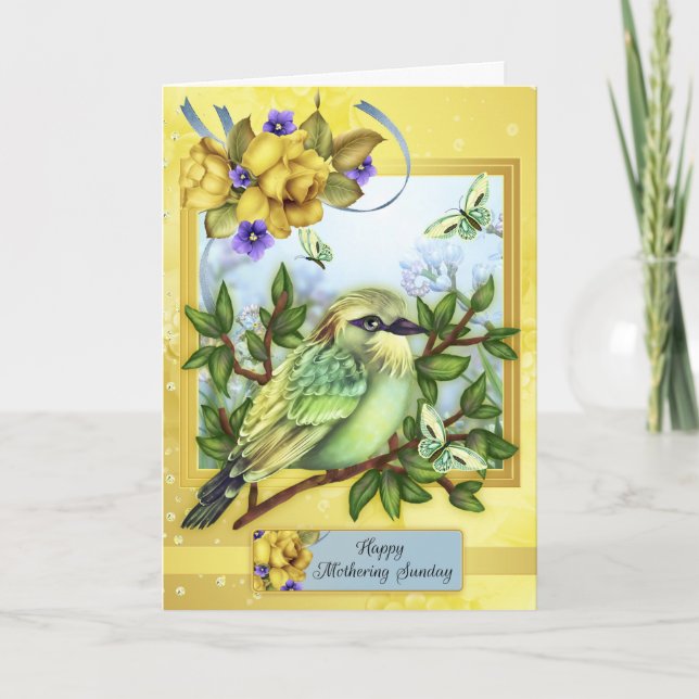 Happy Mothering Sunday, With Bird Butterflies Card (Front)