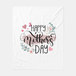 Happy Mother's Day 2025 Cute Floral for Women Mum Fleece Blanket