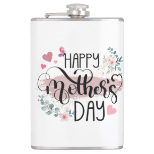 Happy Mother's Day 2025 Cute Floral for Women Mum  Hip Flask