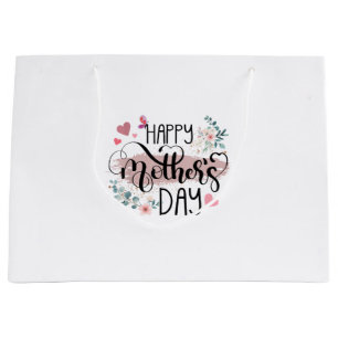 Happy Mother's Day 2025 Cute Floral for Women Mum Large Gift Bag