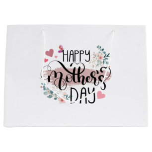 Happy Mother's Day 2025 Cute Floral for Women Mum Large Gift Bag