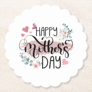 Happy Mother's Day 2025 Cute Floral for Women Mum Paper Coaster