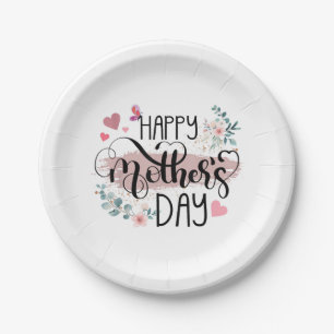 Happy Mother's Day 2025 Cute Floral for Women Mum Paper Plate