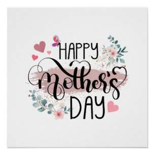 Happy Mother's Day 2025 Cute Floral for Women Mum Poster