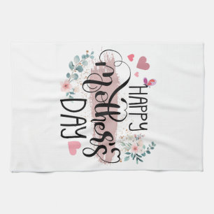 Happy Mother's Day 2025 Cute Floral for Women Mum Tea Towel