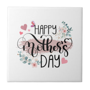 Happy Mother's Day 2025 Cute Floral for Women Mum Tile