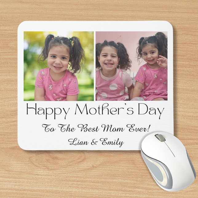 happy mothers day, 2 photos collage stylish modern mouse mat (Creator Uploaded)