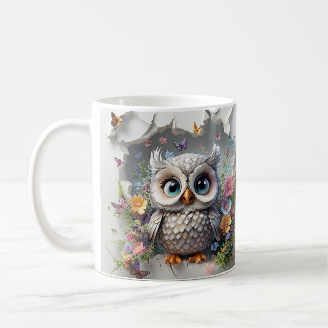 Happy mother's day 3d Owl printable design Coffee Mug (Left)