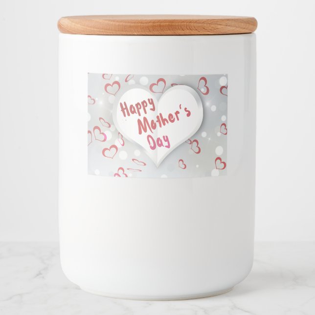 Happy Mother's Day 3D Paper Heart Food Label (Front)